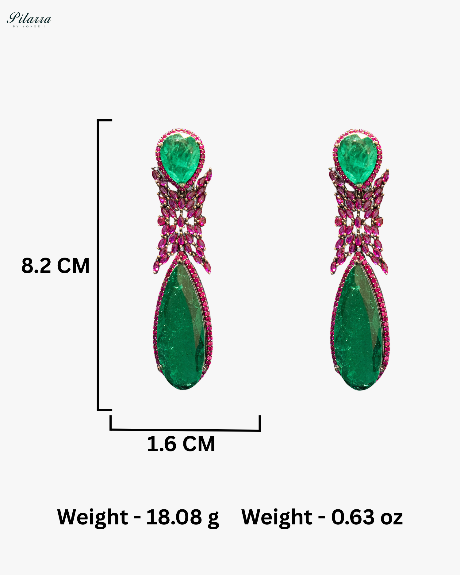 Green Stone Purple Finish Contemporary Drop Earrings