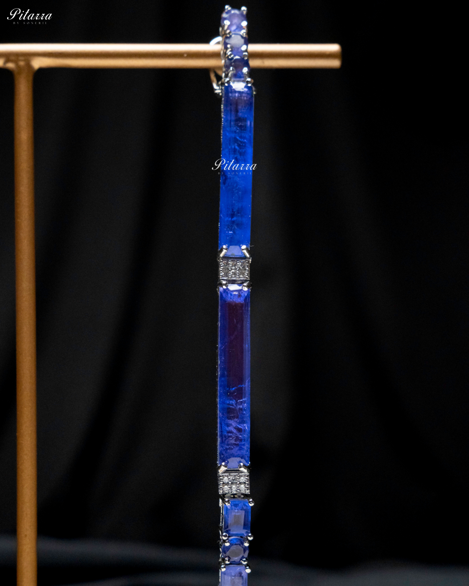 Periwinkle color Stone Linear Long Doublet Drop Earrings