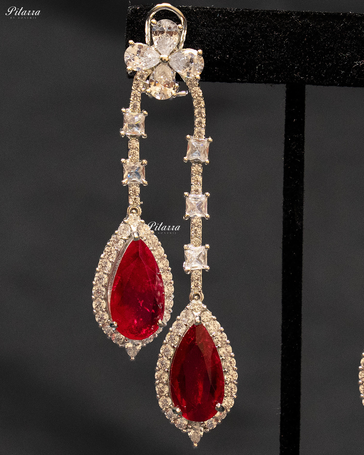 Pitarra Red and Gold Finish Dangler Earrings