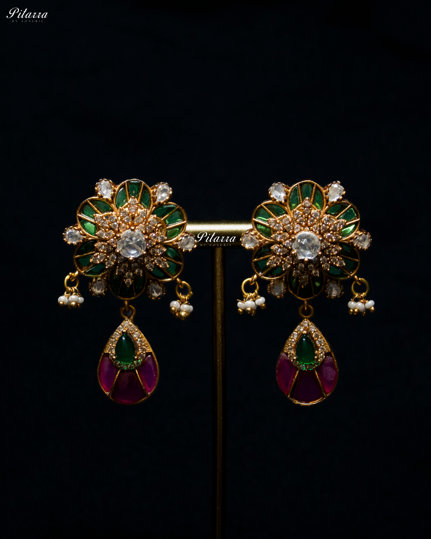 Emerald Pink Luxury Meenakari Polki choker Necklace Set