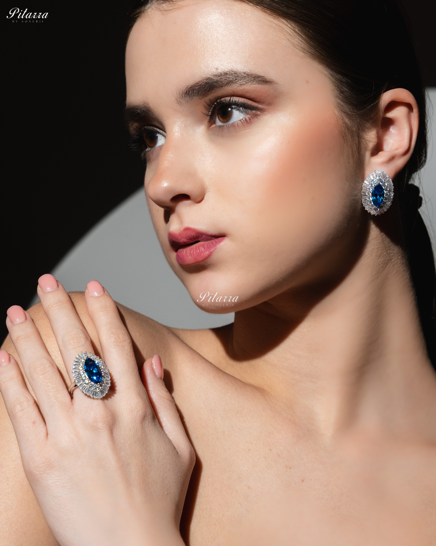Pitarra Blue Stone Crystal 92.5 Silver Ring