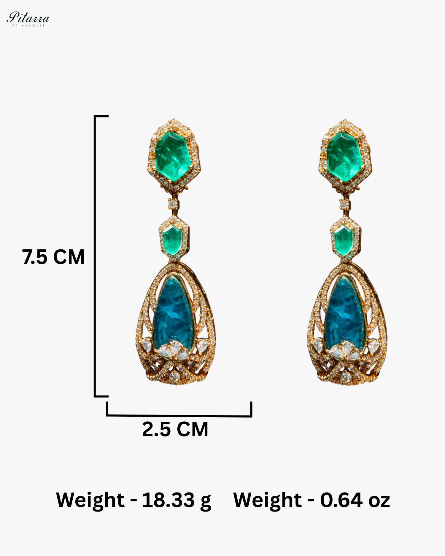 Blue and Green Doublet Stone with CZ Necklace Set