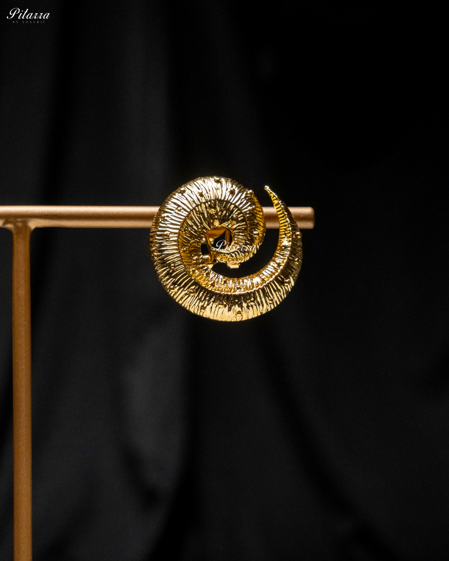 Spiral Seashell Design Golden Stud Earrings