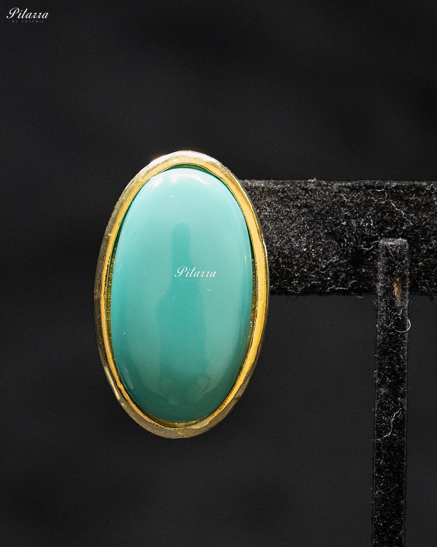 Turquoise Oval Shape Gold Tone Crystal Stud Earrings