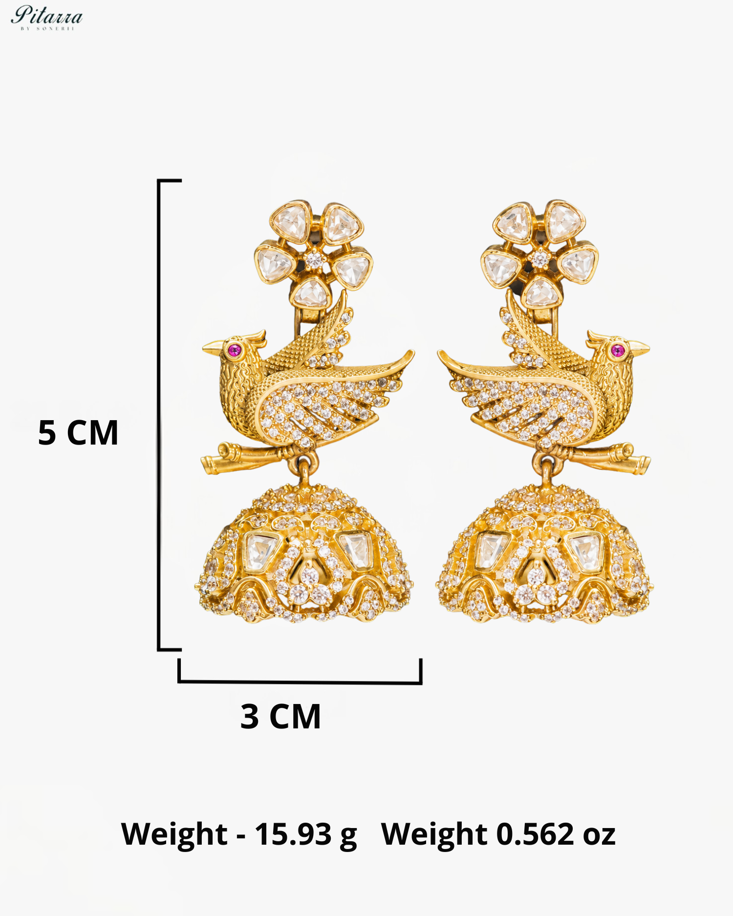 Royal Emerald & Uncut Kundan Bird Motif Necklace Set with Jhumkis