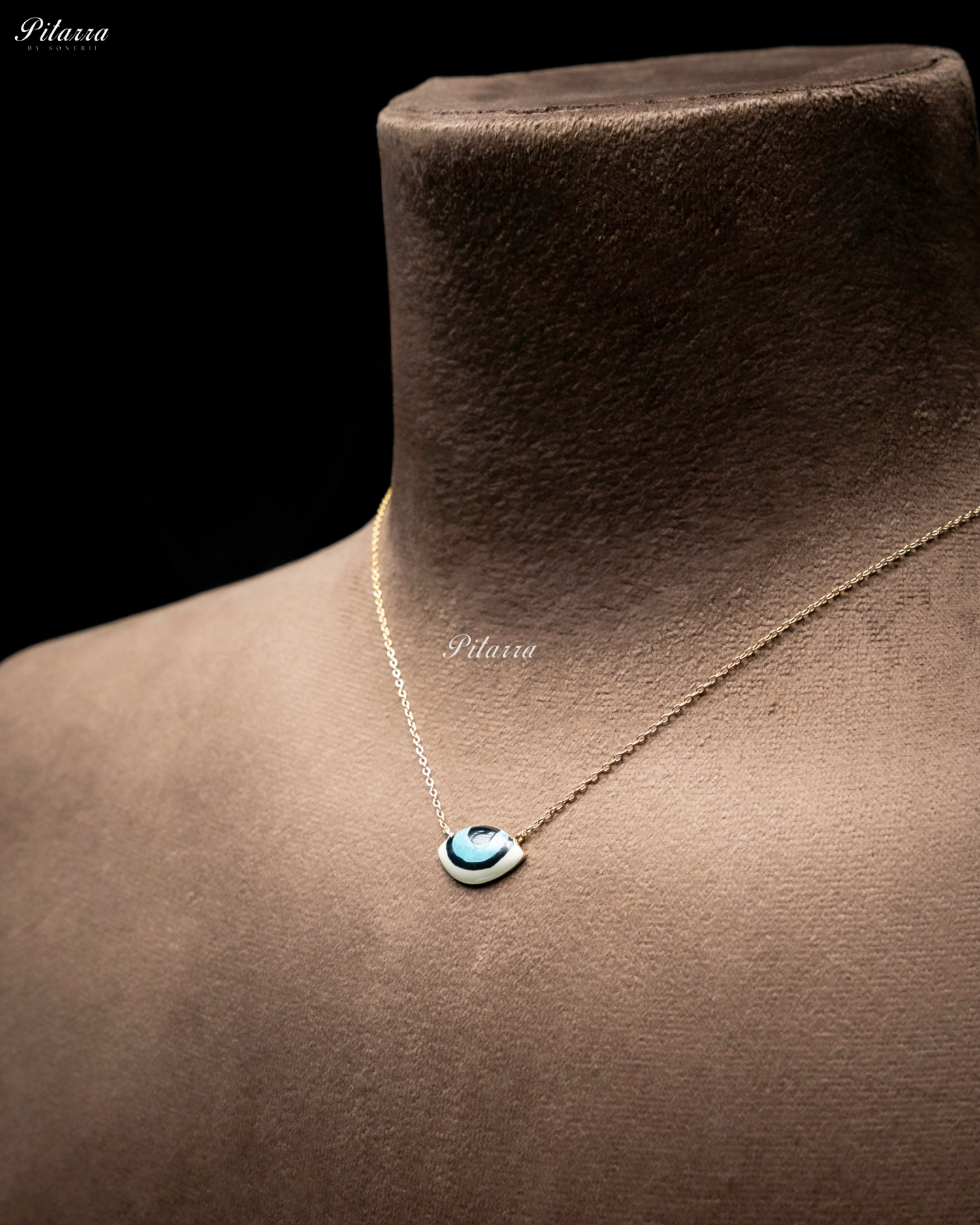Light Blue Evil Eye Gold Chain 92.5 Silver Necklace
