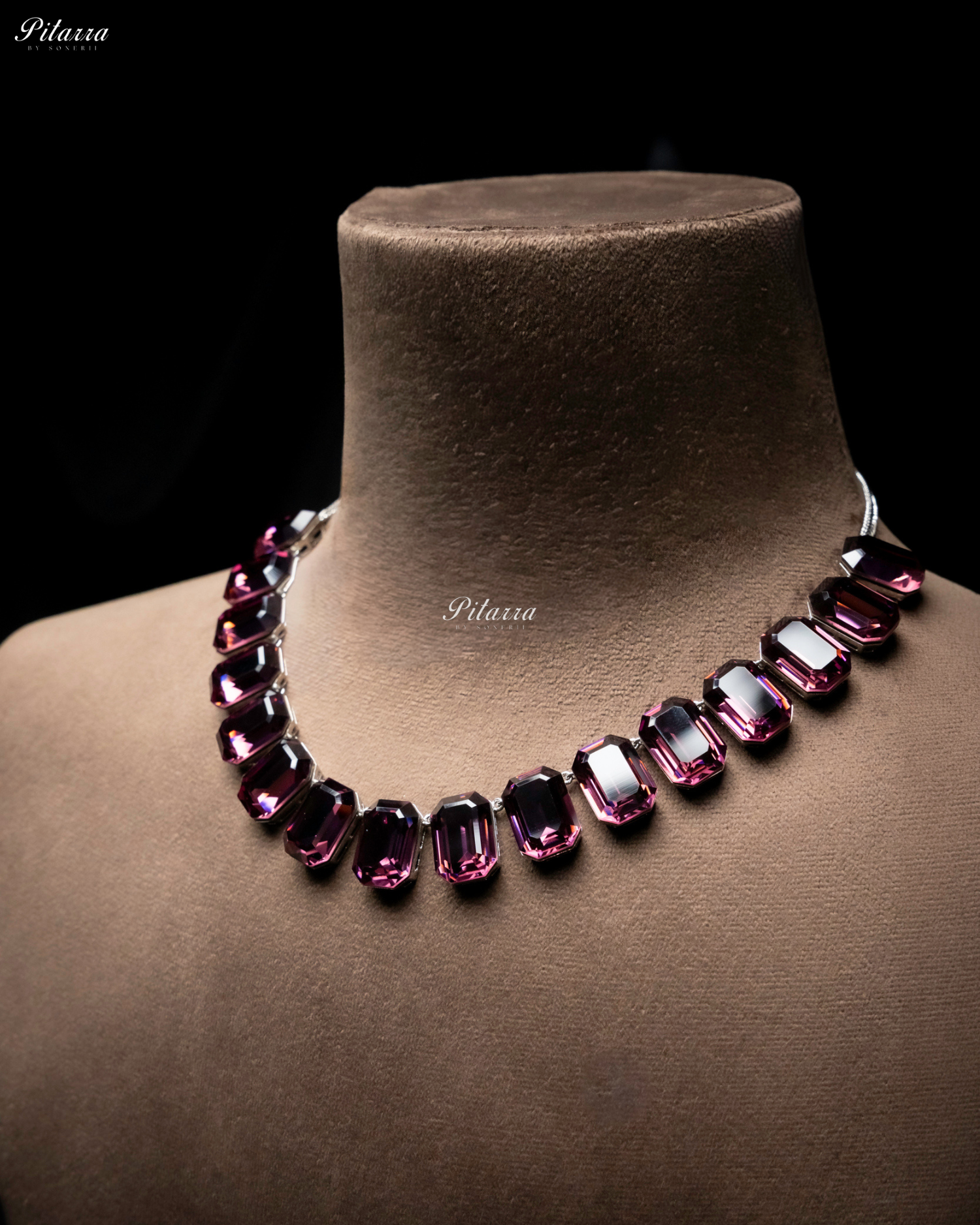 Octagon Cut Amethyst Oversized Crystal Statement Necklace