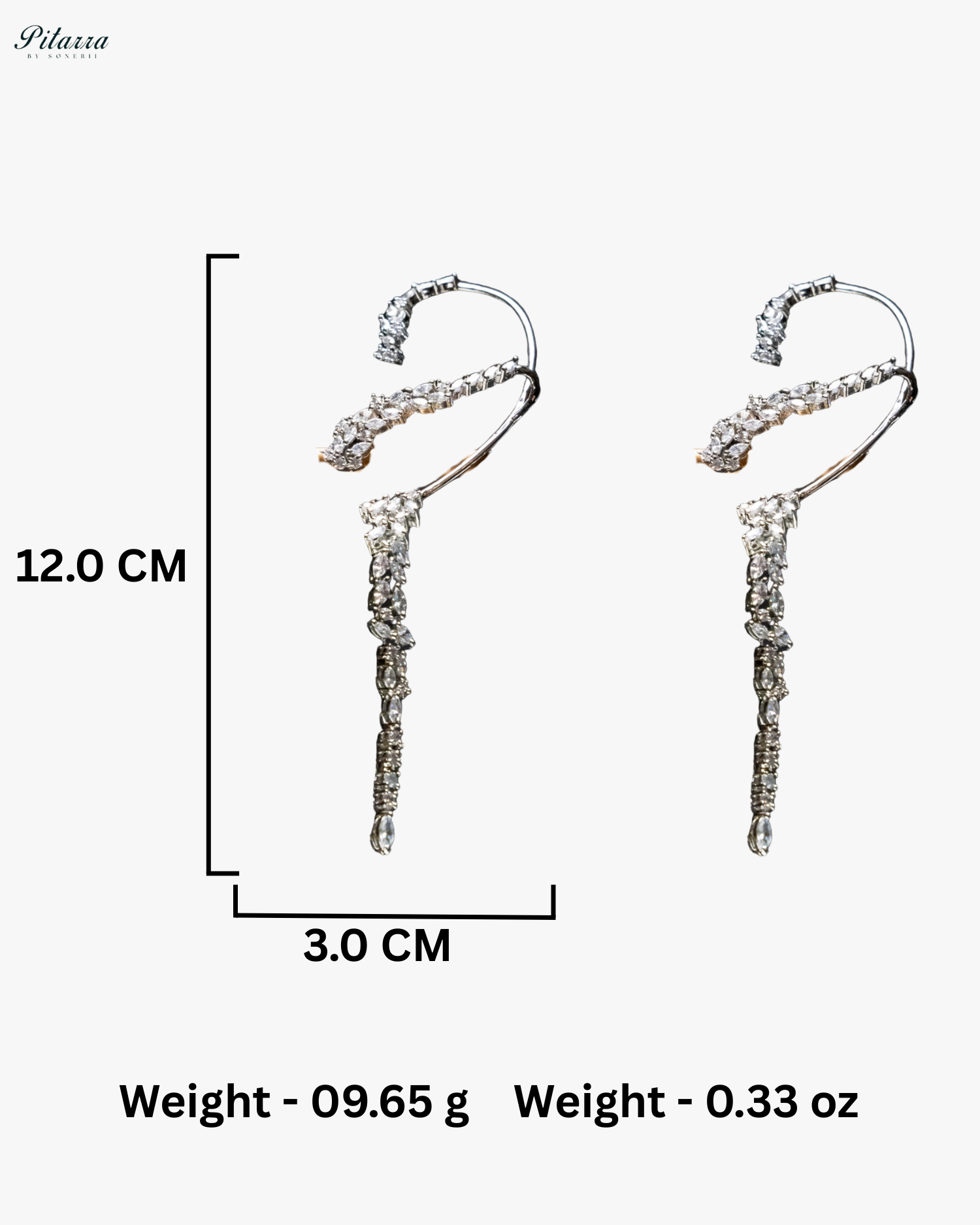 Fiery Flow White Stone EarCuff Crystal Earrings