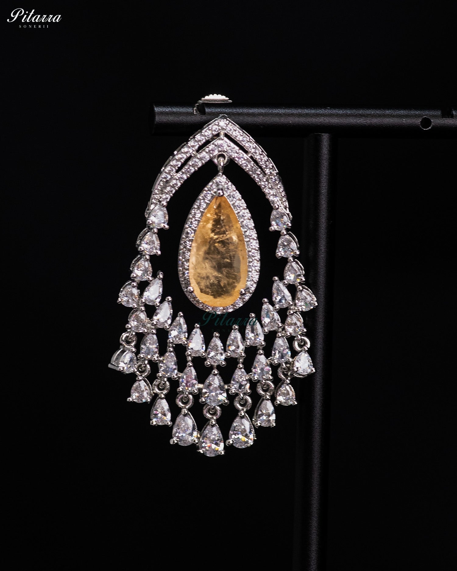 Orange peach Crystal Chandelier Drop Earrings
