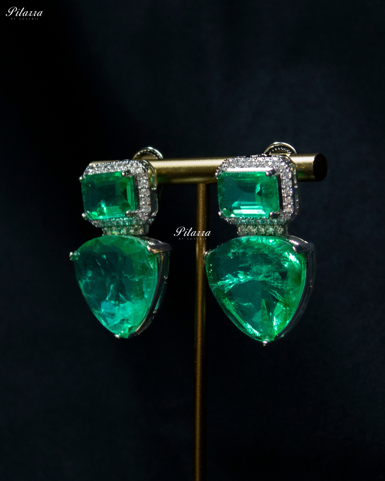 Mint Green Stones Crystal Studded Dangler Earrings