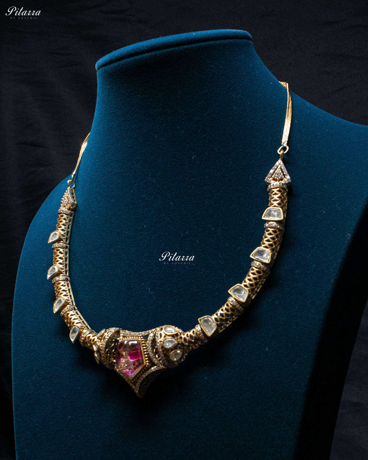 Amethyst Stone Halsi Polki Kundan Necklace Set