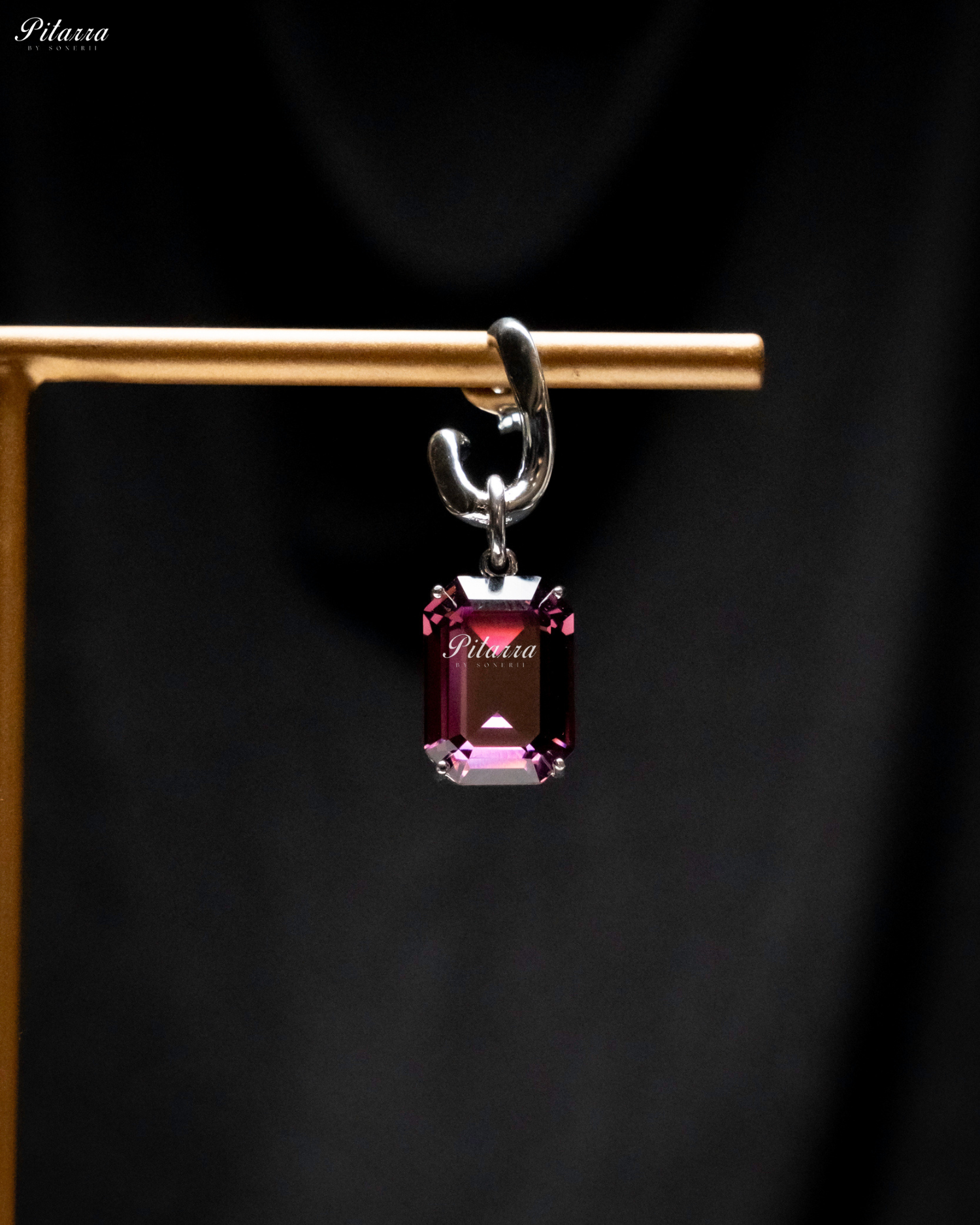 Amethyst Stone Rectangular Zircon Silver Crystal Earrings