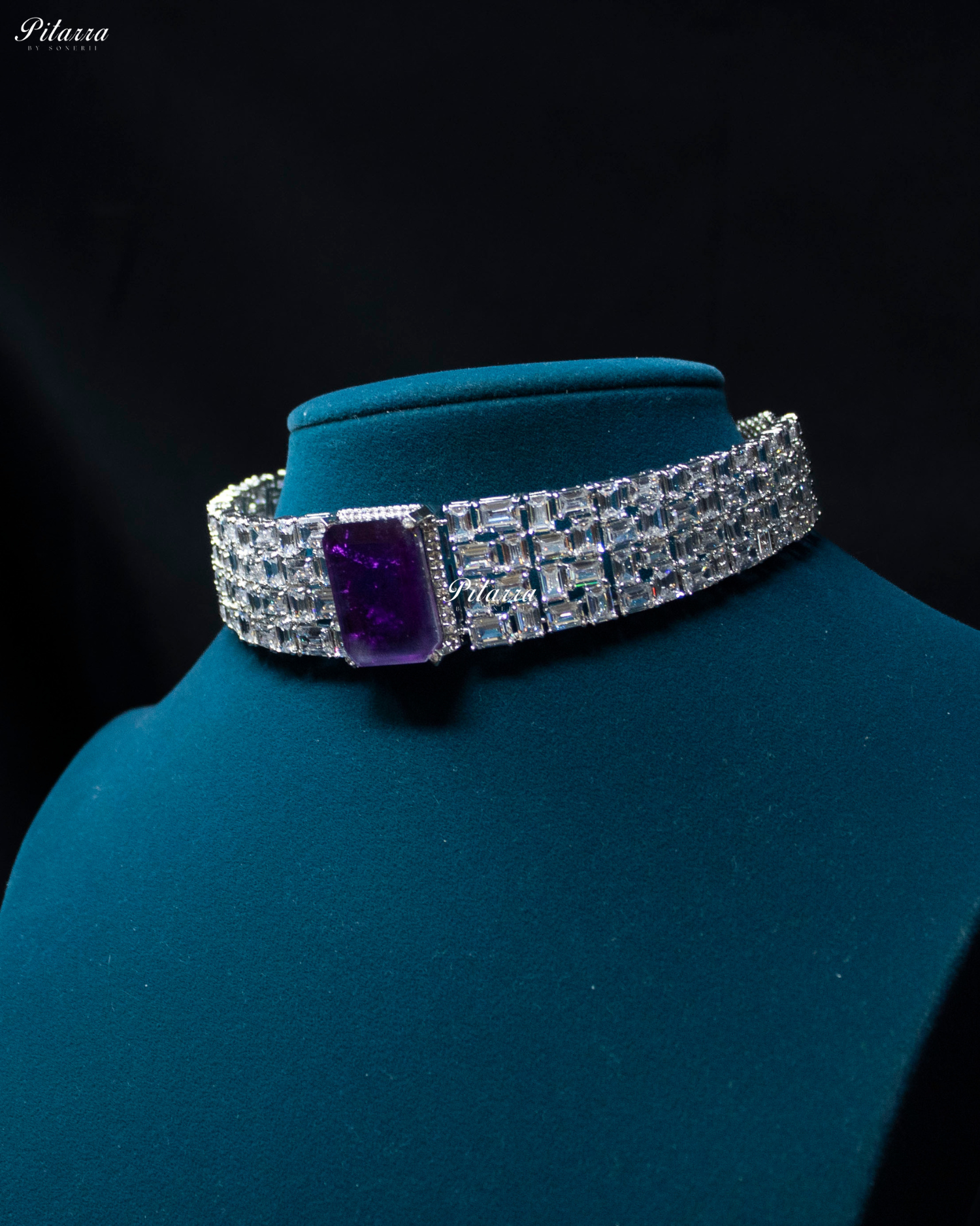 Purple Stones Crystal Choker Set