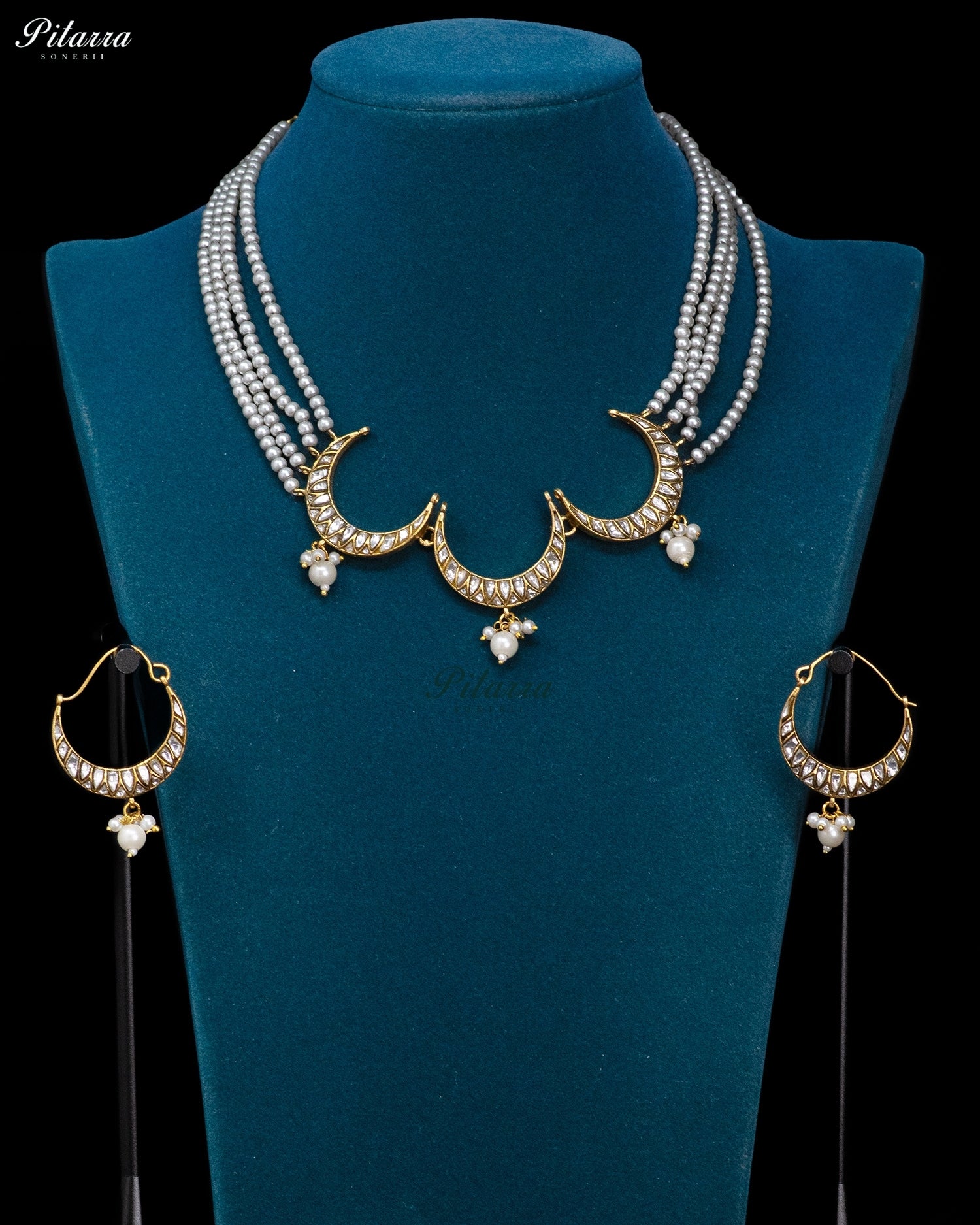 Royal Crescent Kundan Pearl Necklace Set