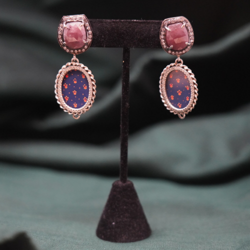 Peach & Purple Stone Dazzling Earrings