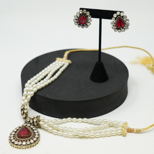 Pearl Victorian Kundan Mala Necklace Set