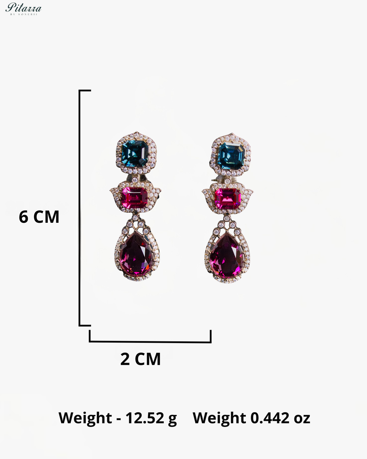 Pink and Blue Crystal Necklace Set with Pink Drop Earrings
