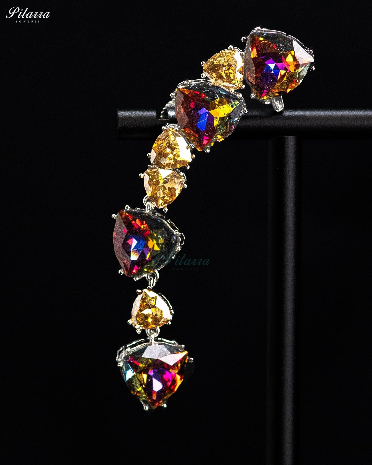 Multicolor Crystal Cascading Drop Earrings
