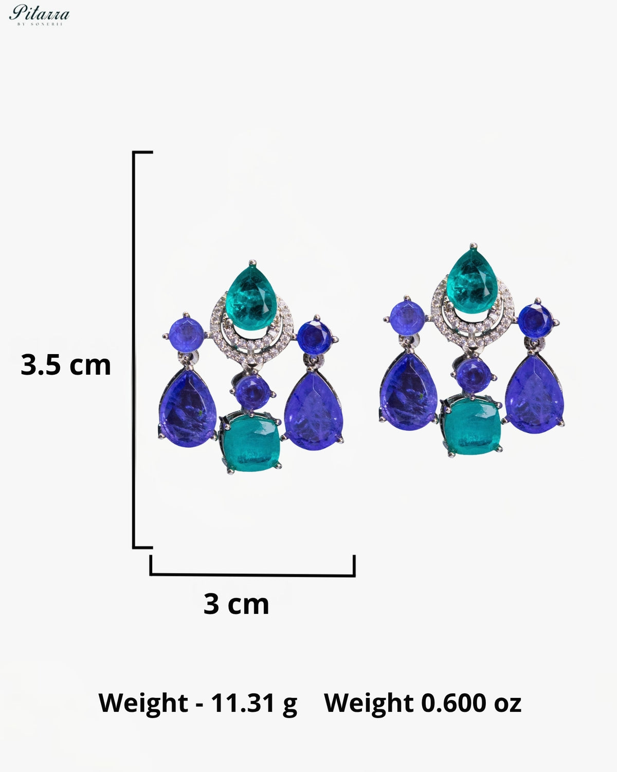 Aqua Green and Blue Multicolor Crystal Dangler Earrings