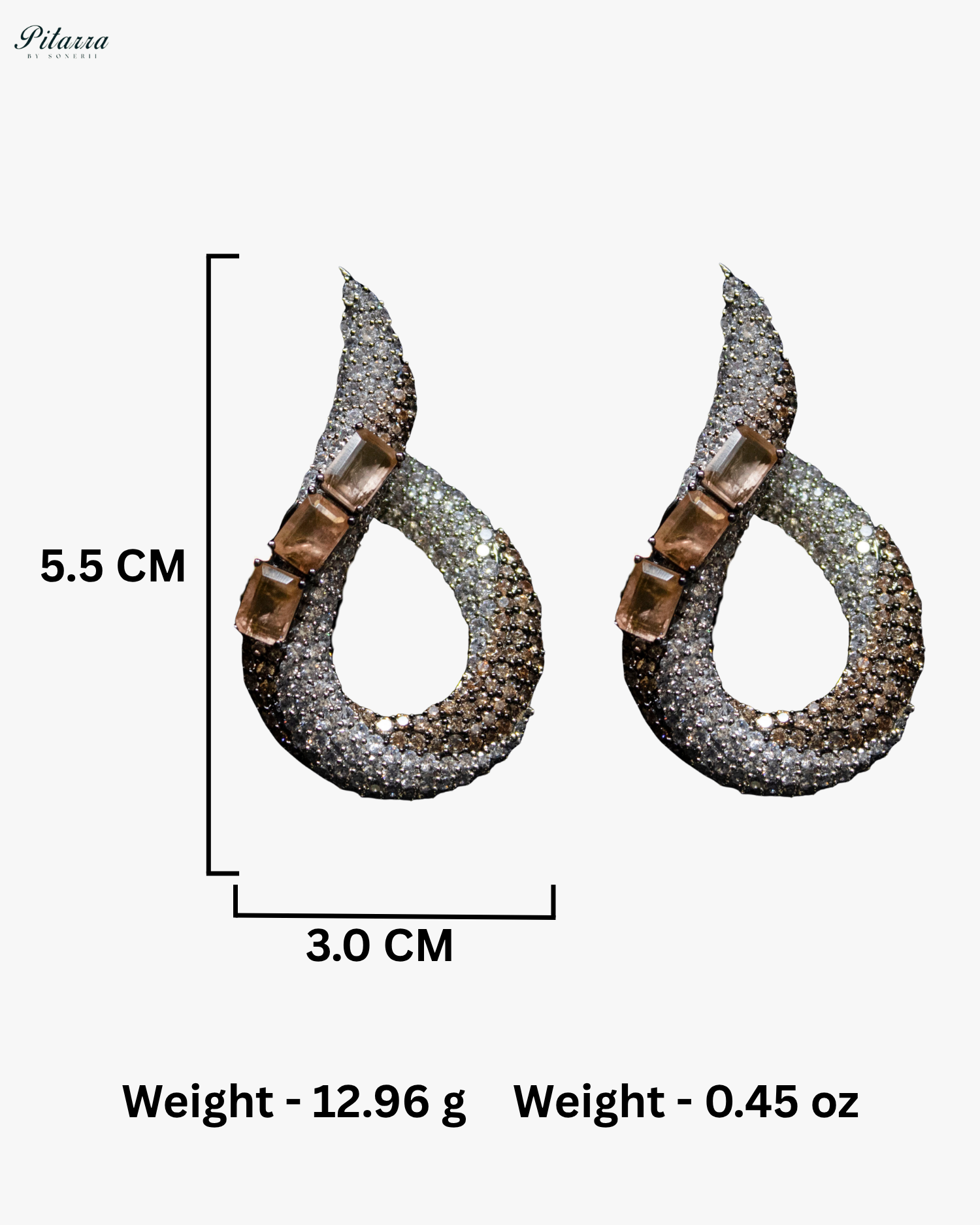 Peach Stone Sleek CZ Choker Statement Necklace Set