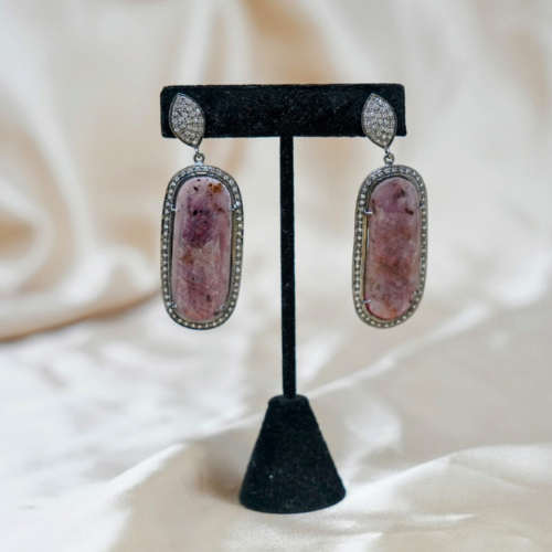 Pink Carved-stone Earrings