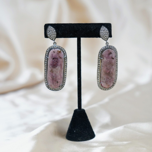 Pink Carved-stone Earrings