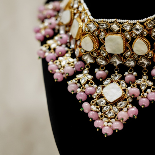 Pink Motif and Mirror Necklace