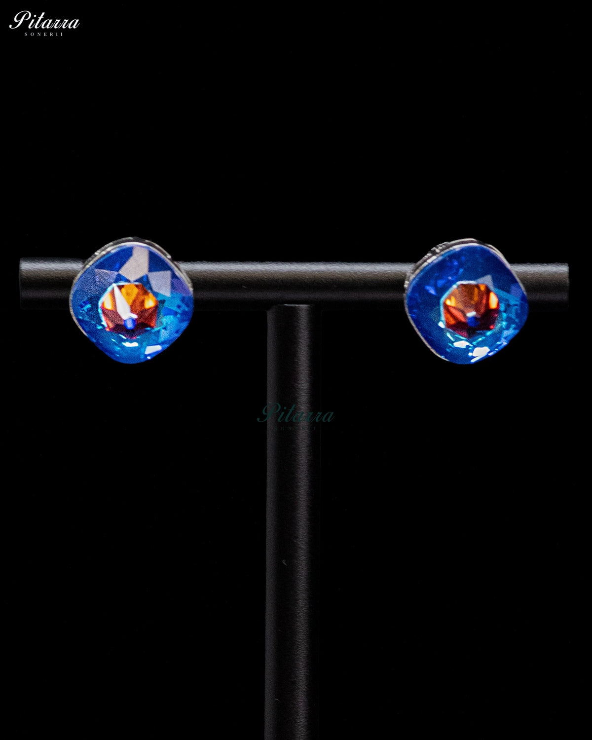 Blue Crystal Stud Earrings