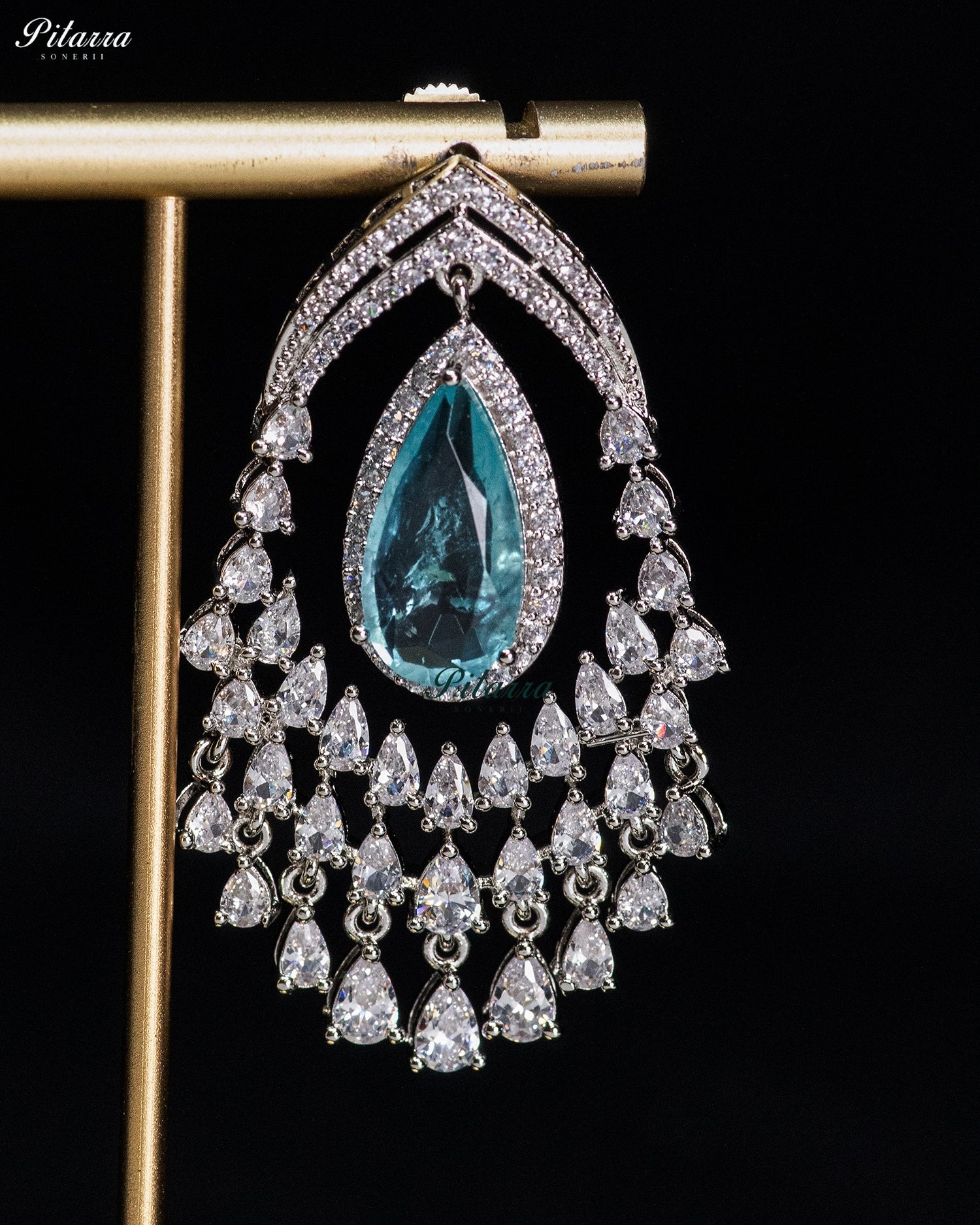 Sky Blue Crystal Chandelier Drop Earrings