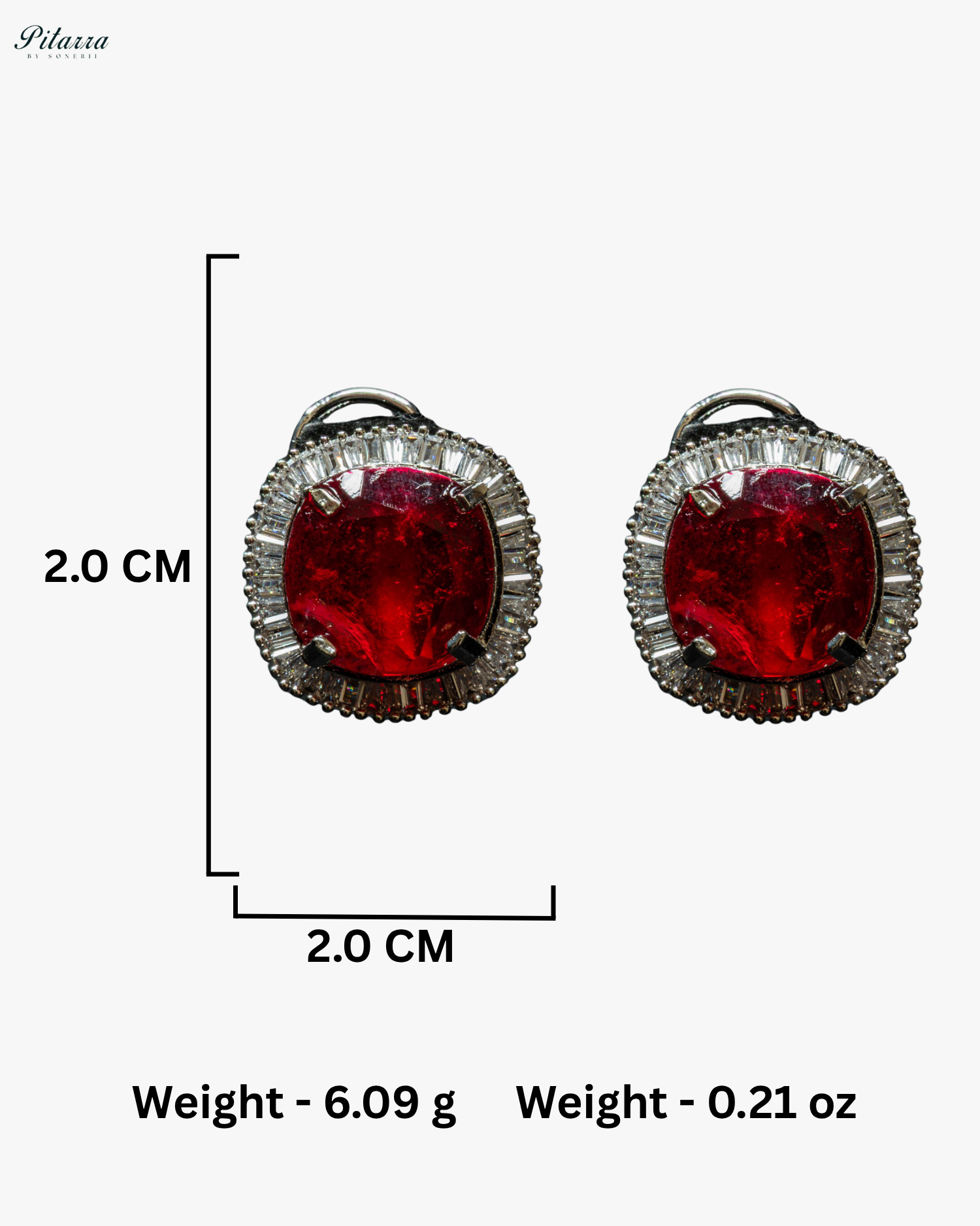 Red Stone Silver CZ Choker Necklace Set