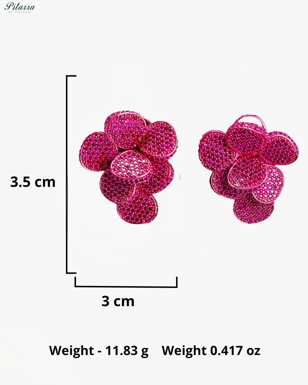 Pink Crystal Cluster Statement Earrings