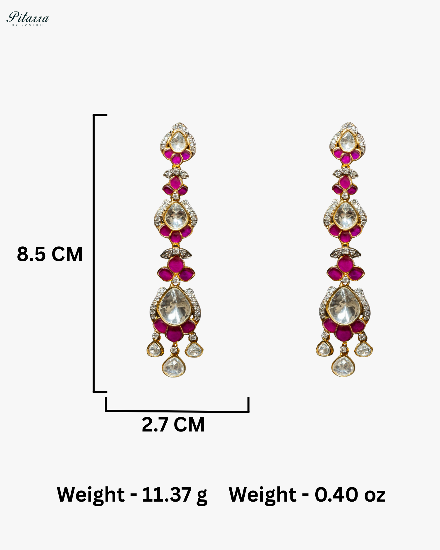 Gold Plated Pink Kundan Dangler Earrings