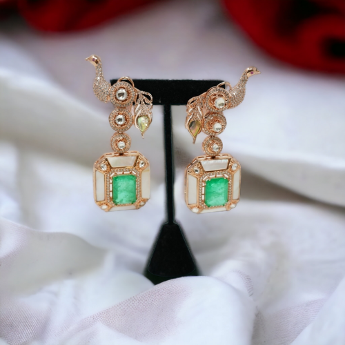 Rose Gold Plated AD Dangler Earrings