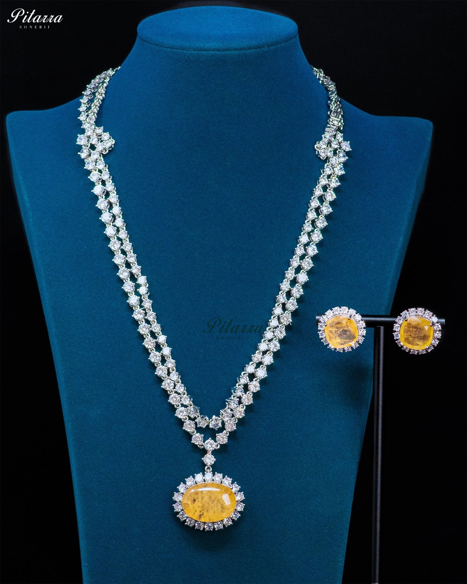 Yellow Oval Kundan Long Necklace Set