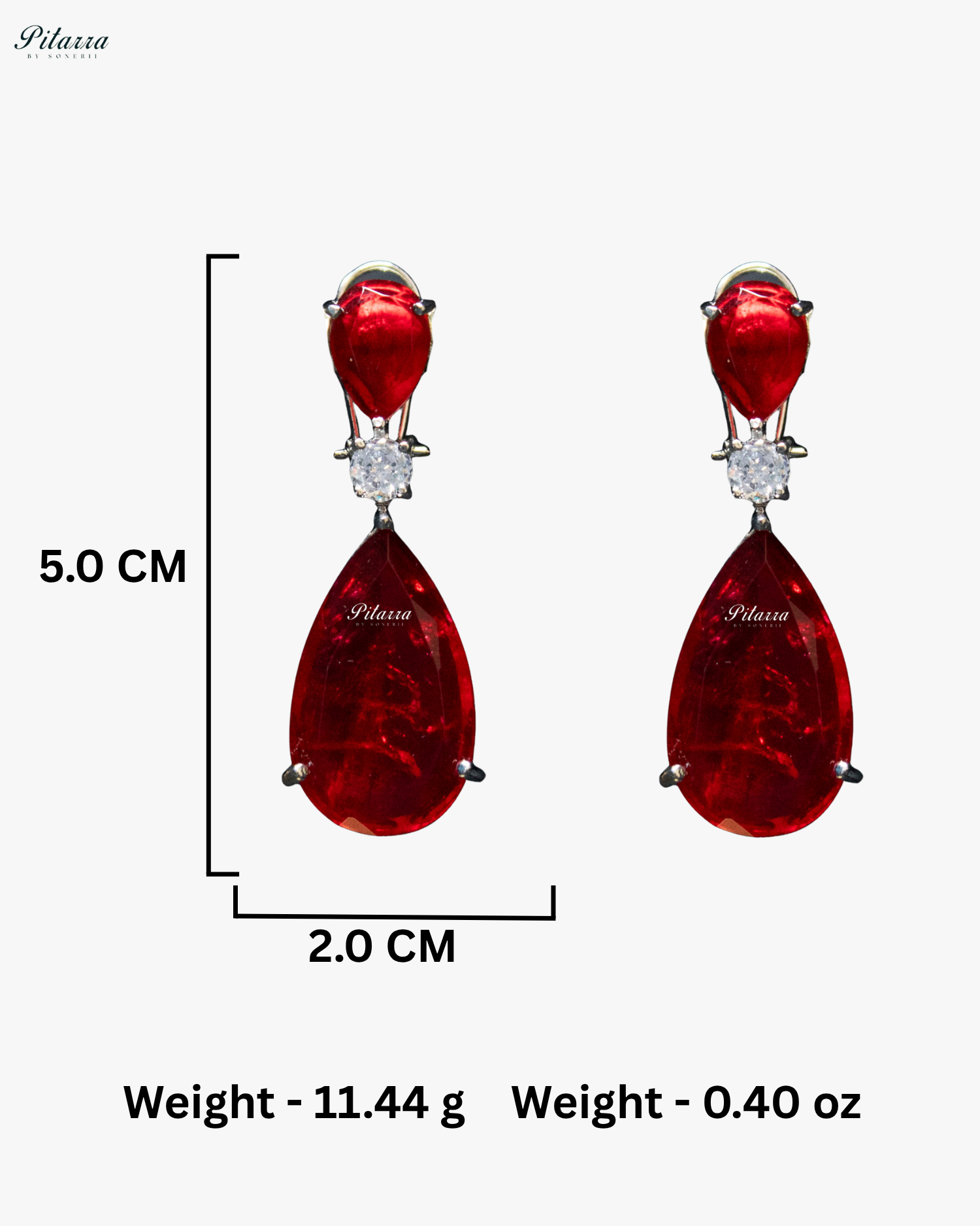 Red Tear Drop Shaped Crystal Necklace Set