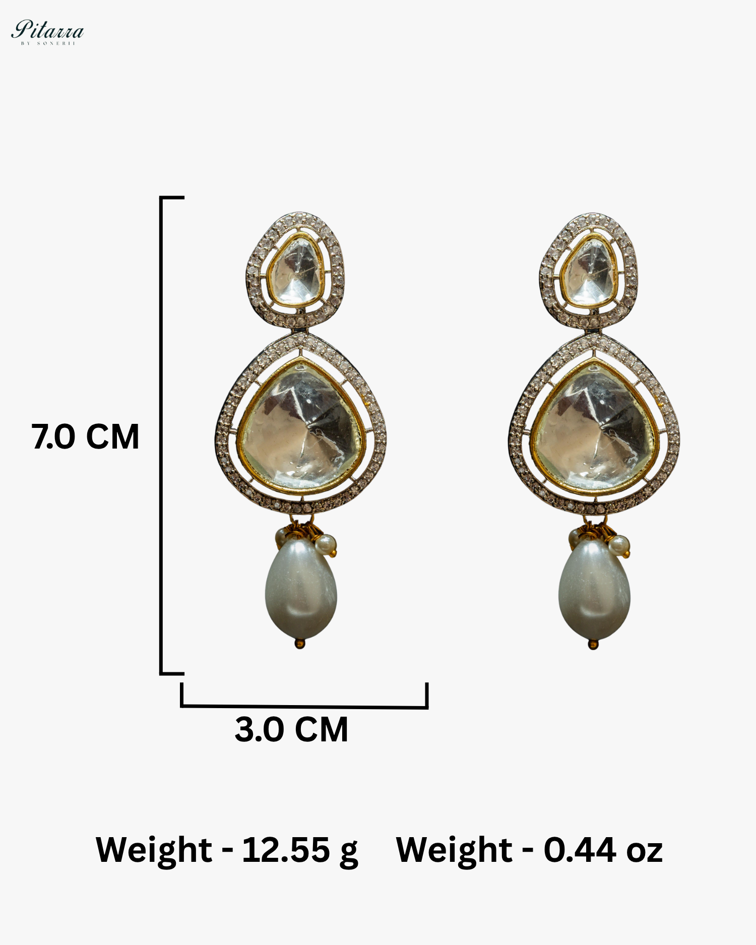 Golden Three-Layer Polki Kundan Necklace Set