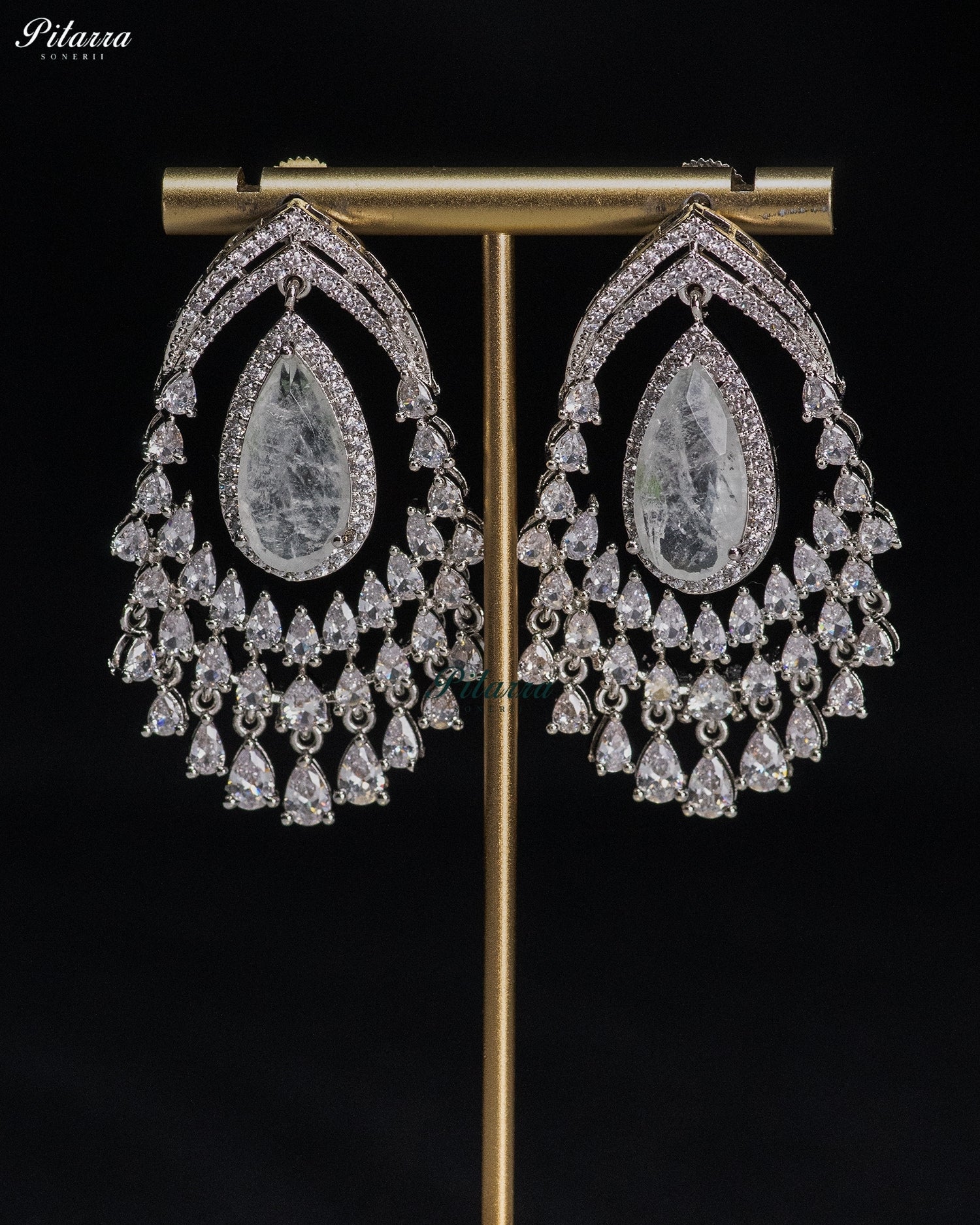White Crystal Chandelier Drop Earrings