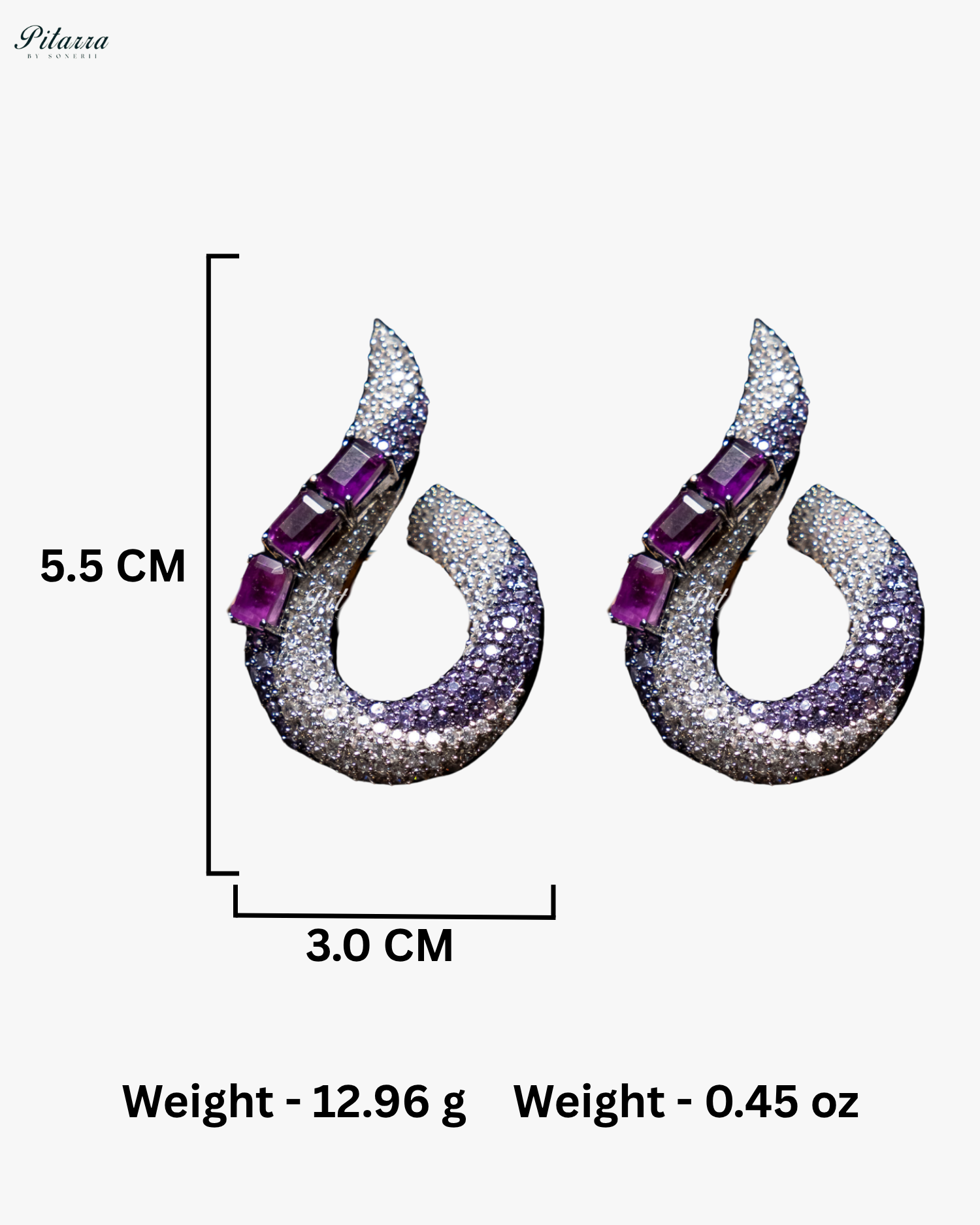 Purple Stone Sleek CZ Choker Statement Necklace Set