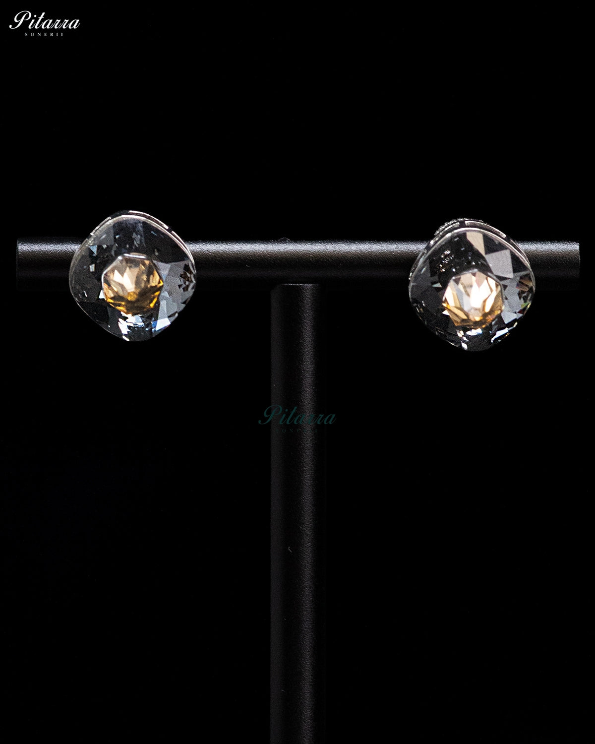 Black Crystal Stud Earrings