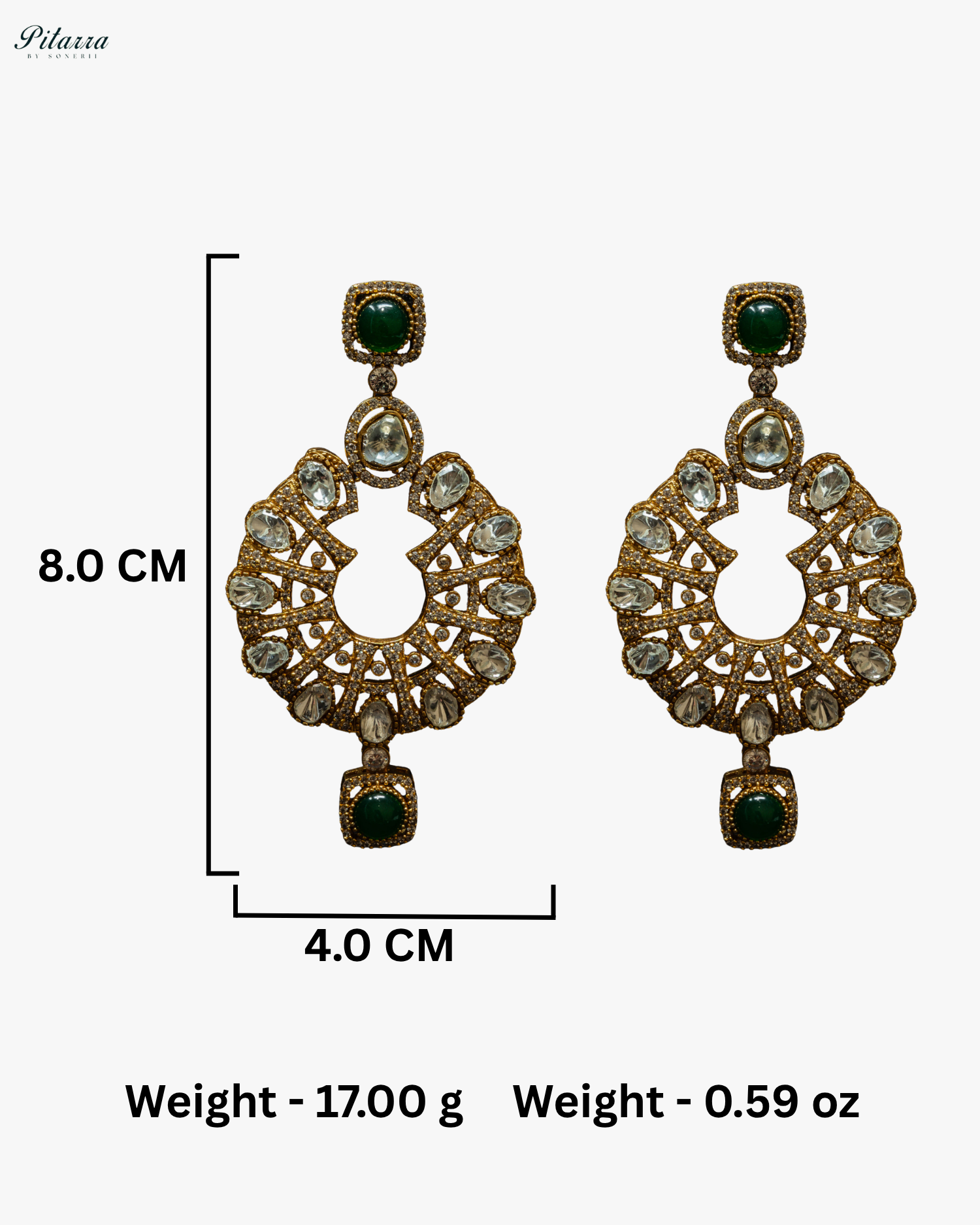 Three Layer Emerald Victorian Long Kundan Necklace Set