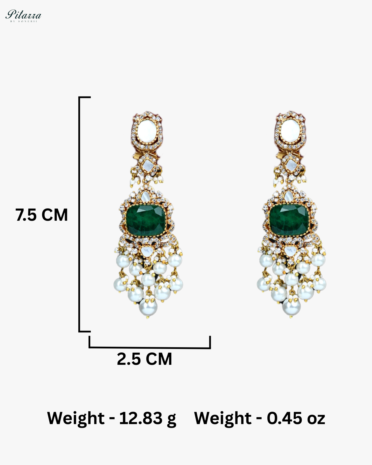 Emerald Stone Three Layer Long Kundan Set
