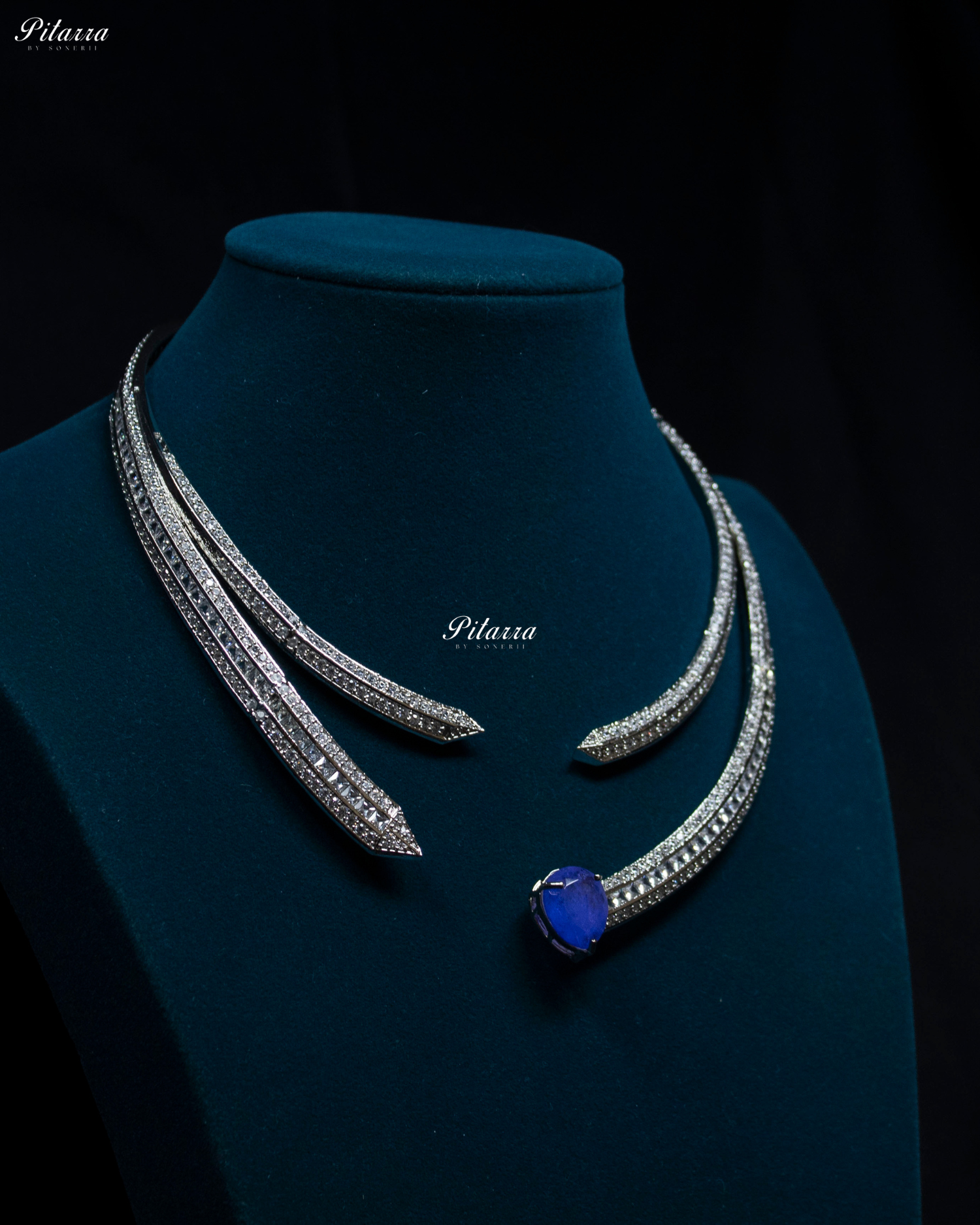 Blue Stone CZ Crystal Choker Set