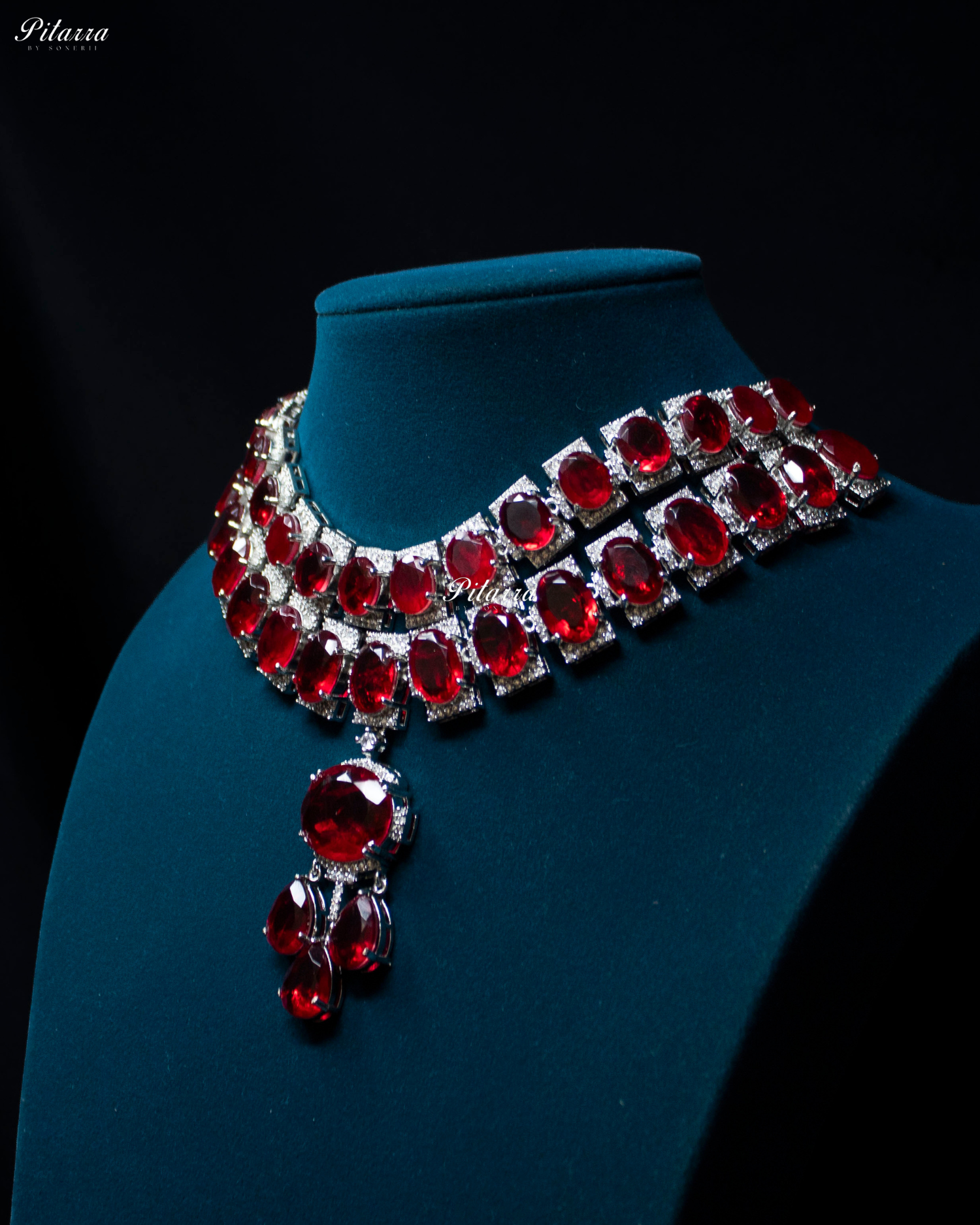 Red Imperial Cubic Zirconia Necklace Set