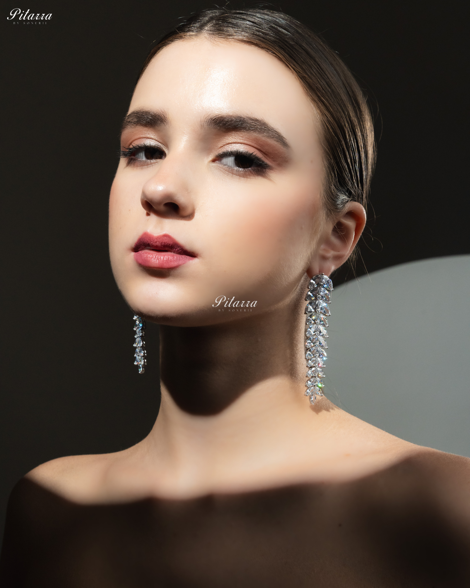 White Crystal Leaf Pattern 92.5 Silver Drop Earrings