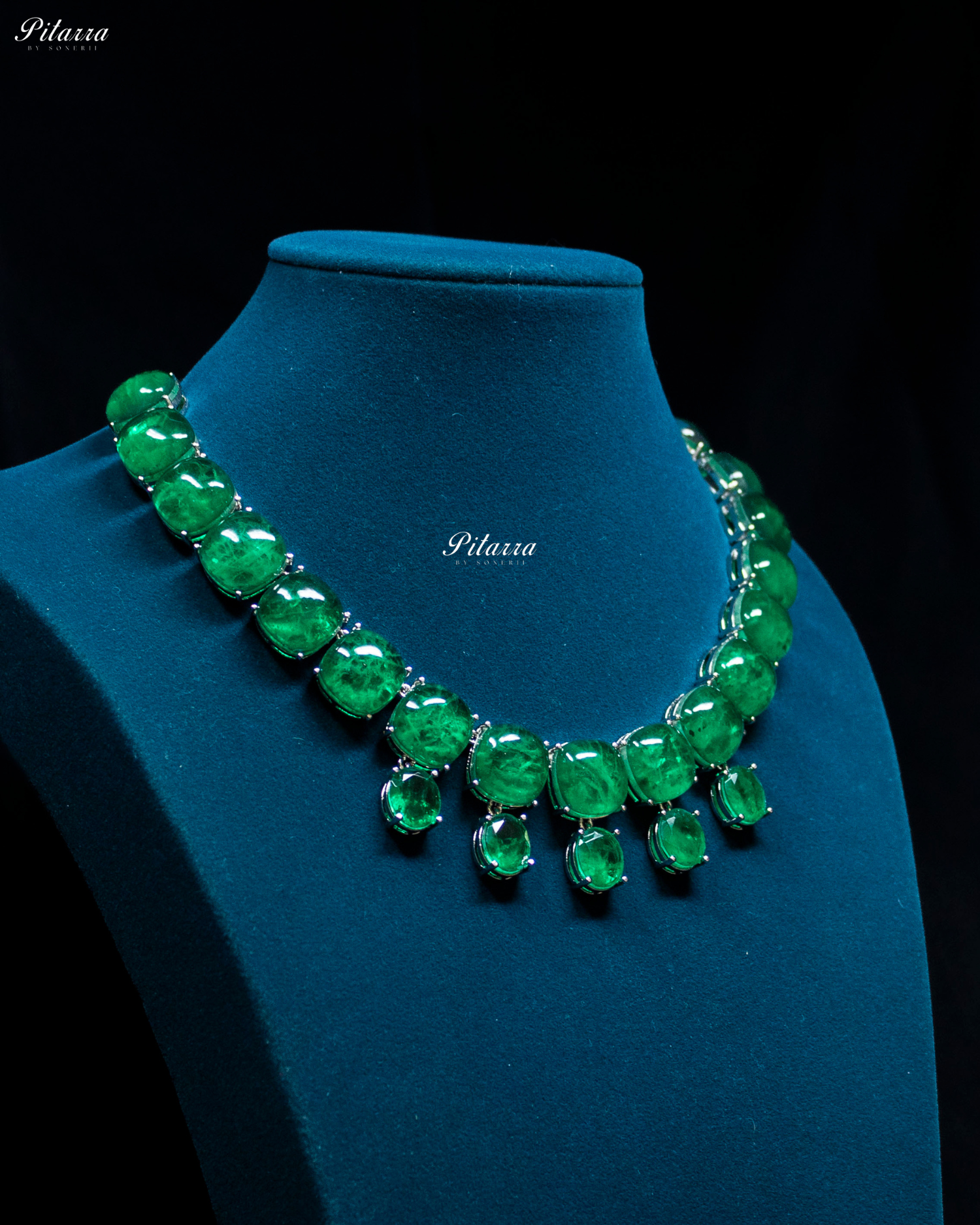 Emerald Drop Style Statement Crystal Necklace Set