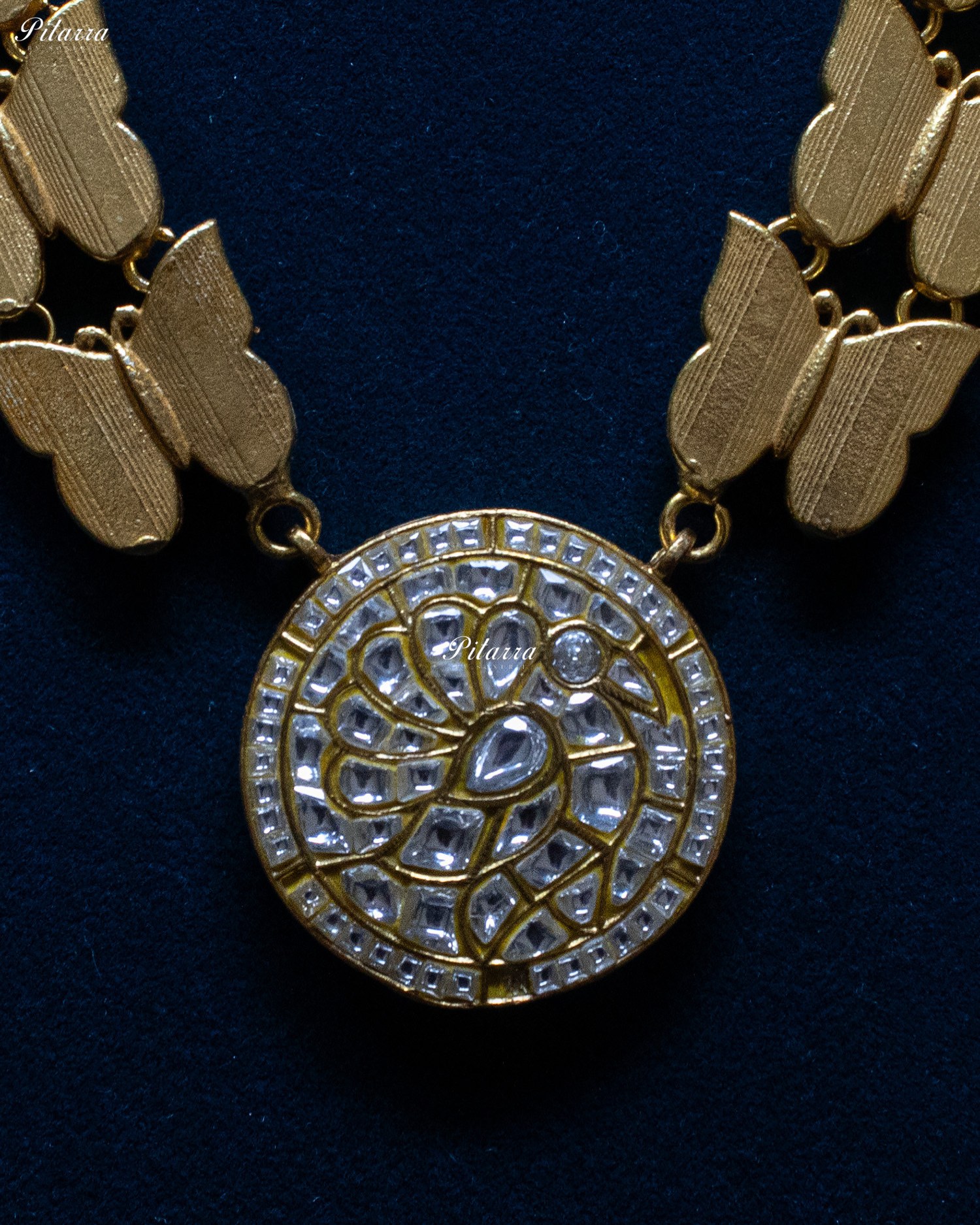 Gold Plated Butterfly Design Kundan Necklace set
