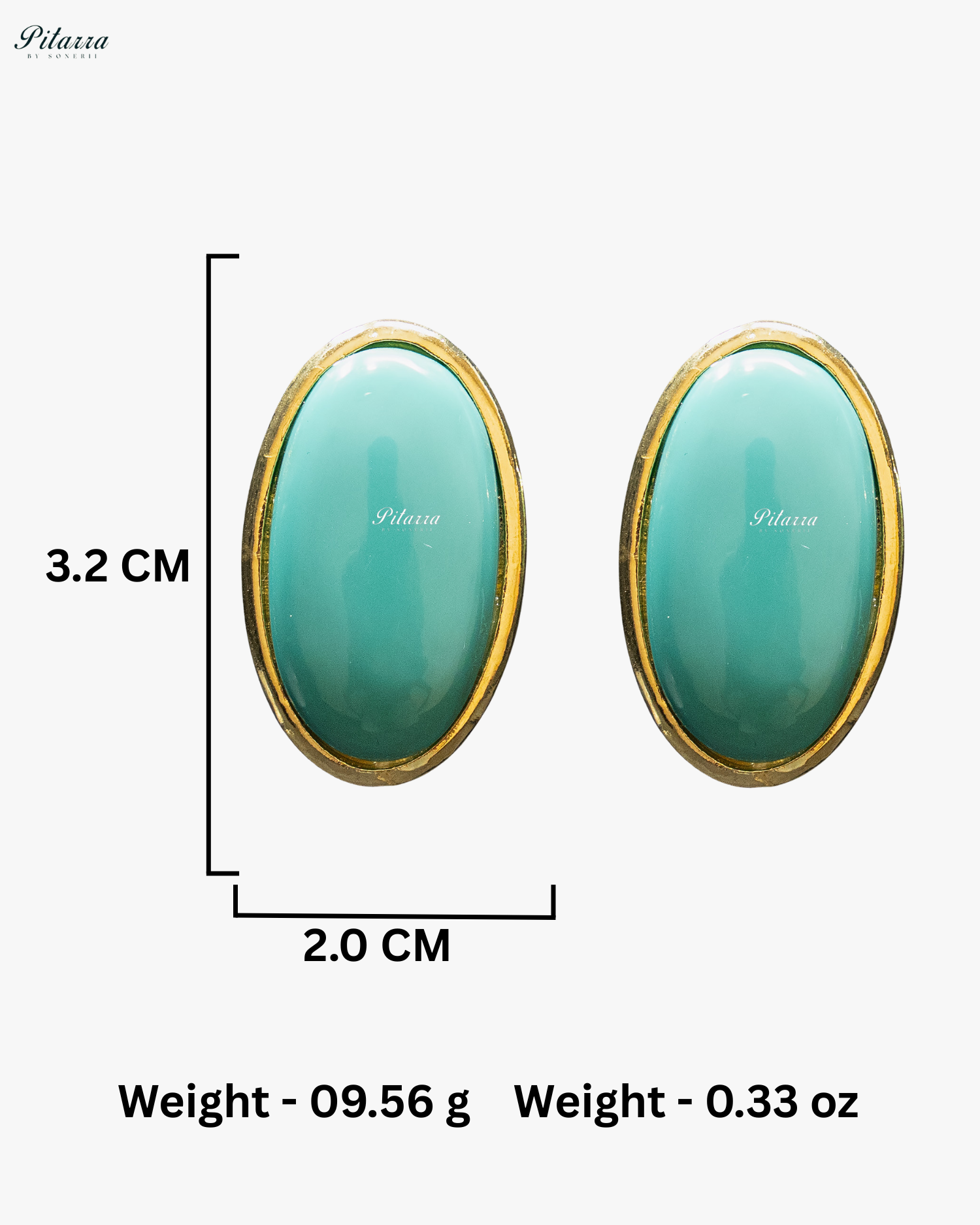 Turquoise Oval Shape Gold Tone Crystal Stud Earrings