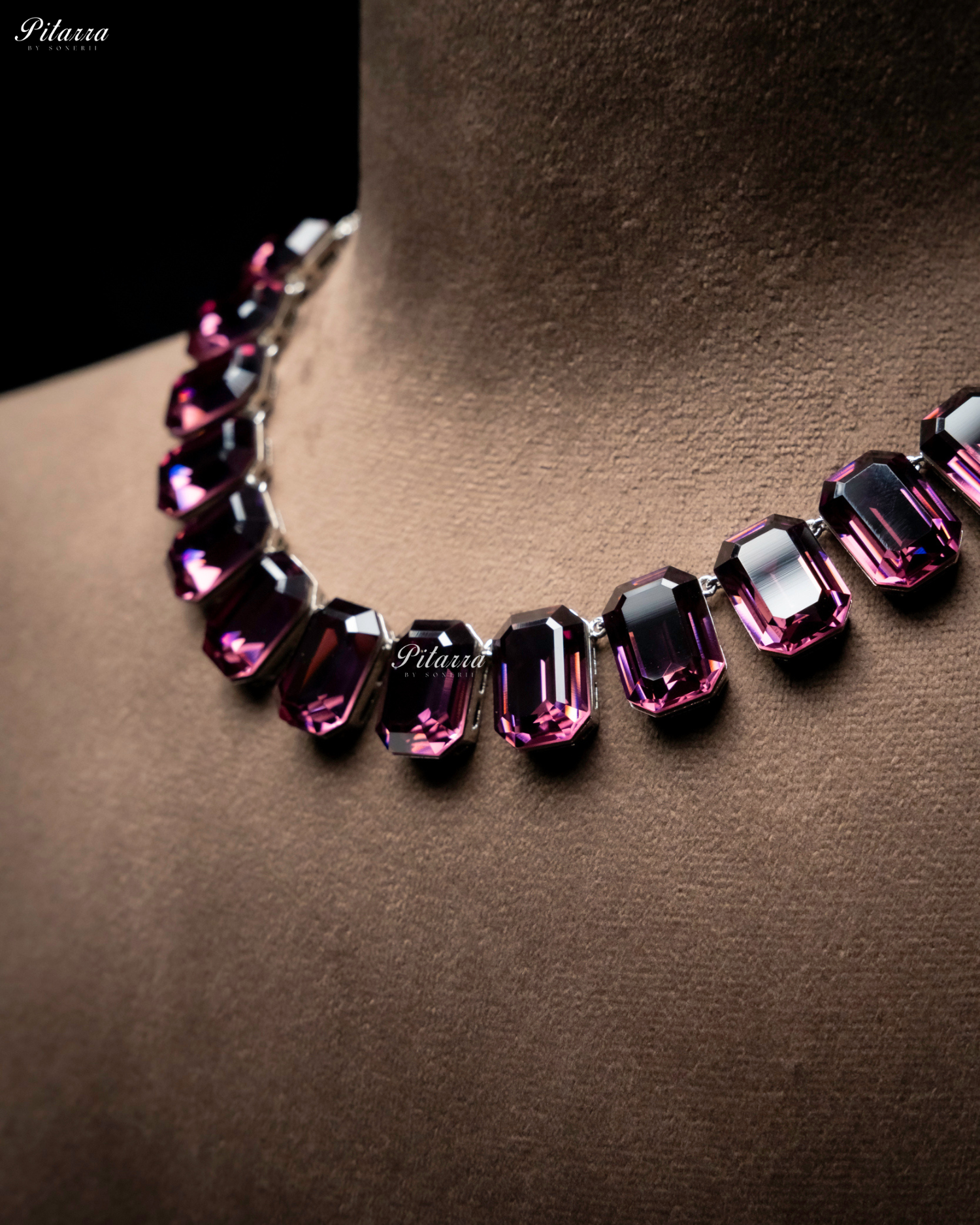 Octagon Cut Amethyst Oversized Crystal Statement Necklace