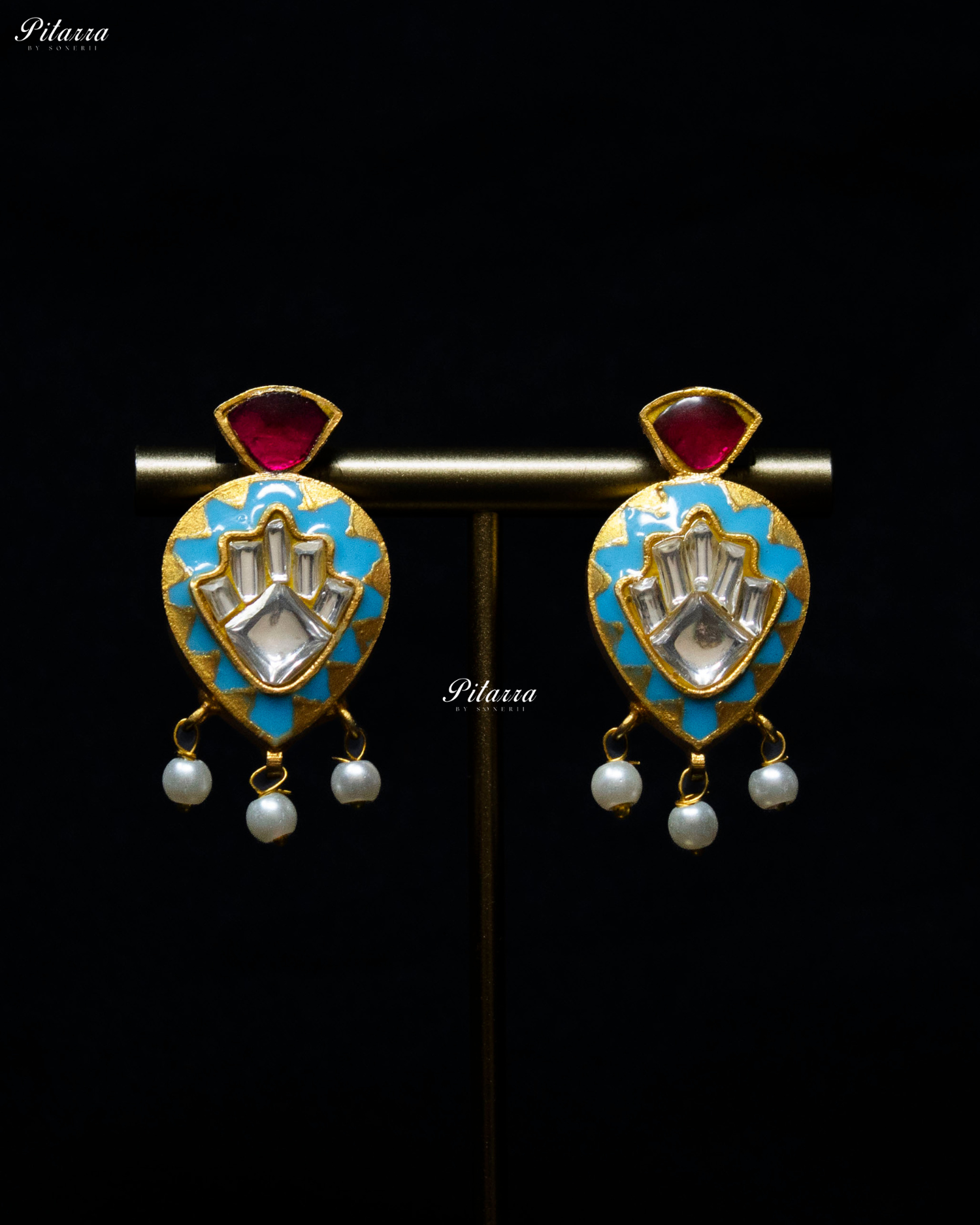 Turquoise Drop Exclusive Meena Kundan Necklace set