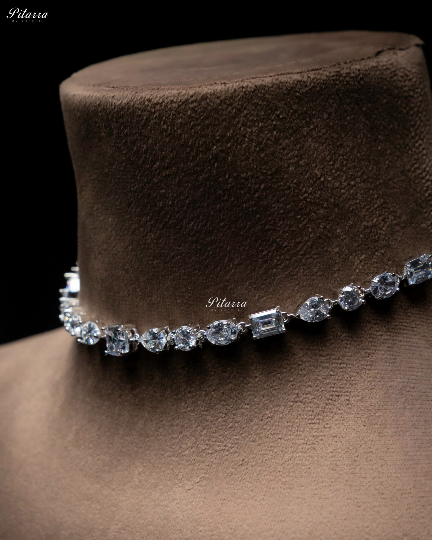 Small White Crystal Cubic Zircone Choker Set